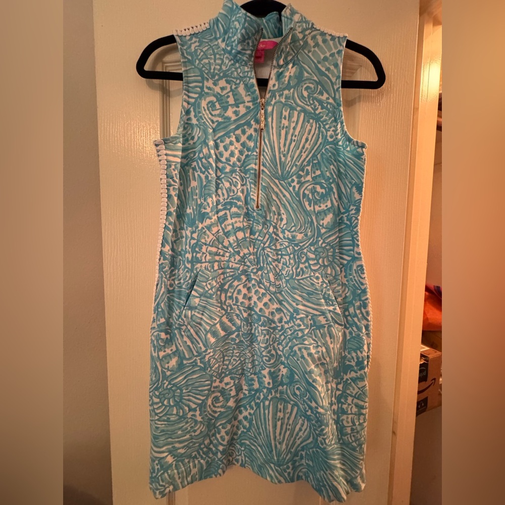 Lilly Pulitzer Aqua and White Dress with pockets